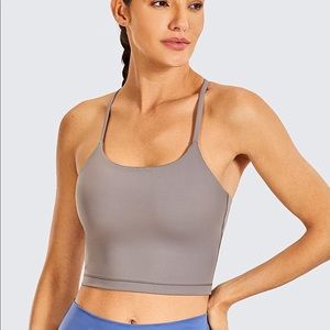 CRZ YOGA Women's Racerback Spaghetti Straps Padded Workout Crop Sports Bra Cami